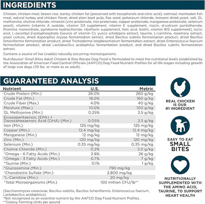 NutriSource Adult Dry Dog Food, Small Bites, Chicken and Rice, 12LB