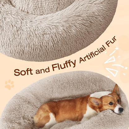 JOLLYVOGUE Dog Beds Large Sized Dog, Calming Anti-Anxiety Dog Bed, Fluffy Donut Cushion for Extra Large Pets (45")