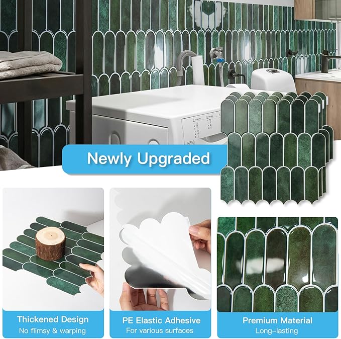 Art3d 12 x 12 Inch Heavy-Duty Peel and Stick Backsplash, Self-adhesive Wall