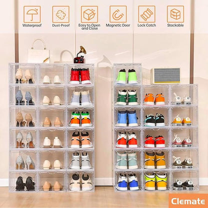 Clemate Upgraded X-Large Shoe Organizer, Shoe Storage Organizer, 12 Pack