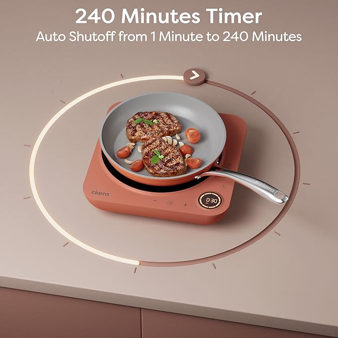CIARRA CATIH1A-O Portable Induction Cooktop, Slim Single Electric Countertop
