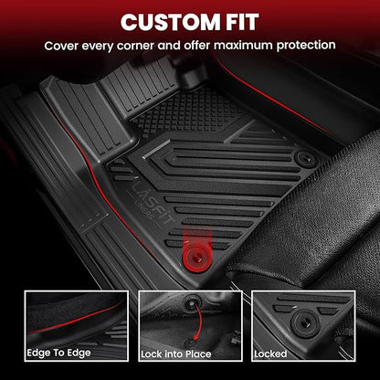 LASFIT TPE All-Weather Floor Mats Full Set for Volkswagen Atlas 2019–2026, 6-Seat Captain’s Chairs, 3-Row Floor Mats, Cargo Liner & Seatback Liners, Black