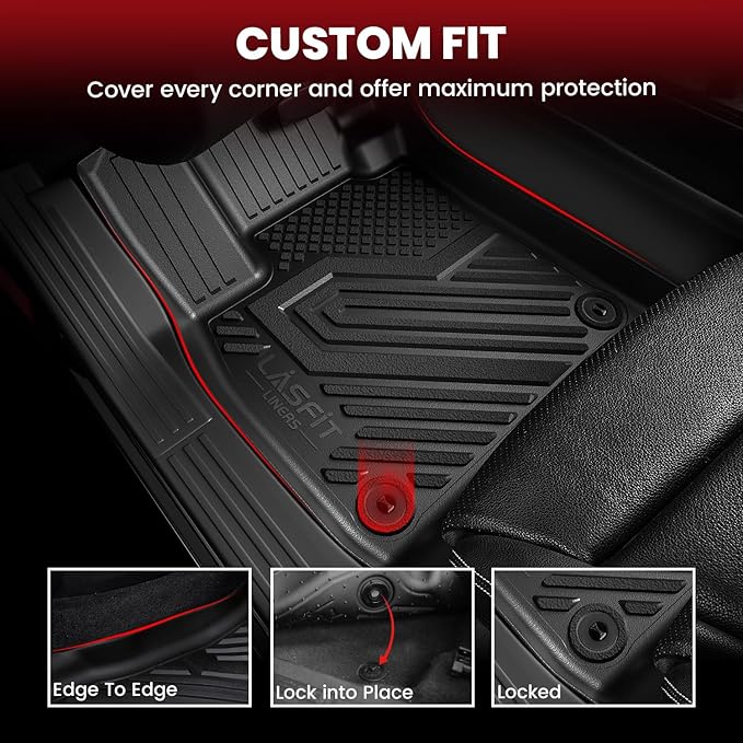 LASFIT Floor Mats & Cargo Mat with Seatback for Mercedes Benz GLB 2020-2026 250/35 AMG (Fit 5 Seats), All Weather TPE Floor Liners Custom Fit GLB 1st & 2nd Row & Trunk Mat with Backrest
