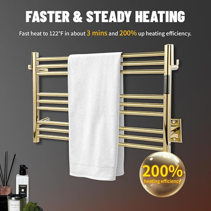 K&KALONZO Towel Warmer for Bathroom, Wall-Mounted 9-Bar Heated Towel Rack