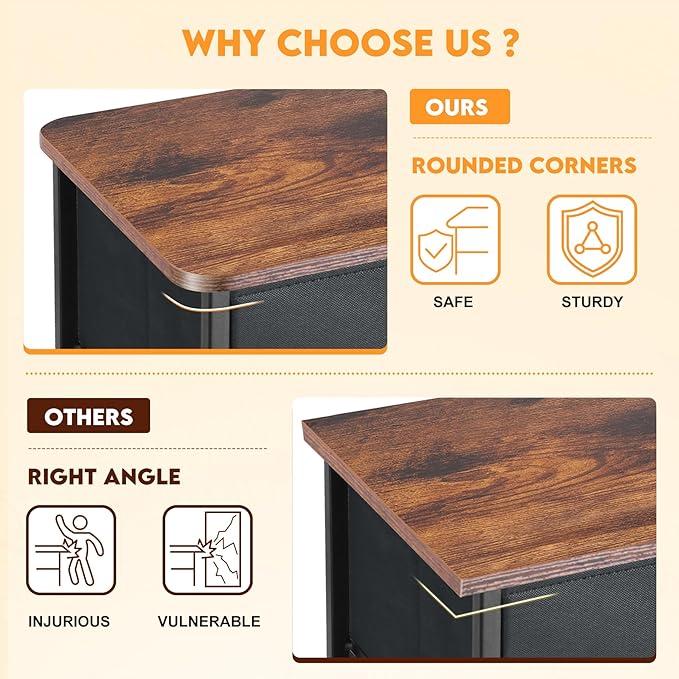 Curved Profile Dresser for Bedroom, Chest of Drawers, 7 Storage Drawers