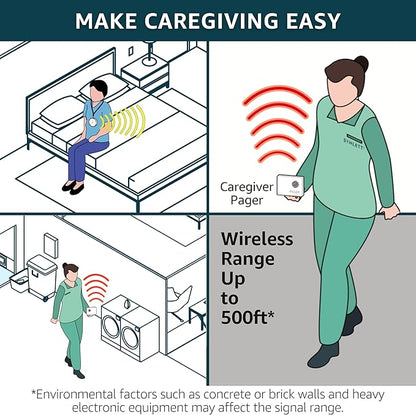 2 Caregiver Pagers with 1 Call Button SOS Alert System