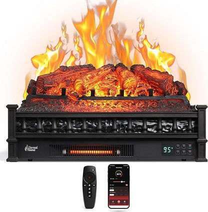TURBRO Eternal Flame 26 in. WiFi Infrared Quartz Electric Fireplace Log Heater