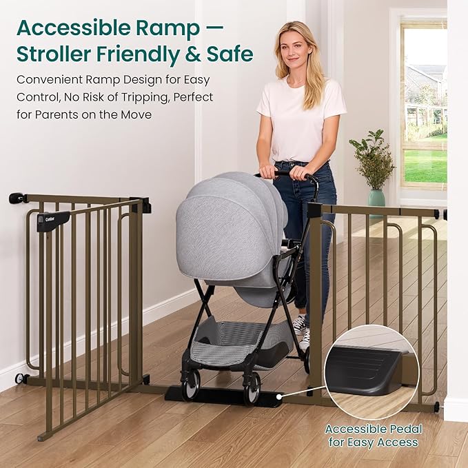 Cumbor Extra Wide Baby Gate, 36.6-69" Walk-Through Dog Gate