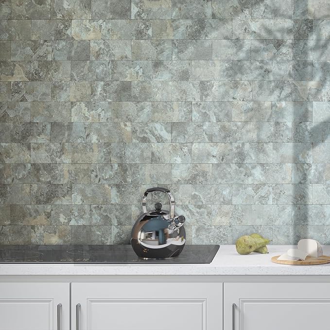 AULIGET 100-Piece Faux Stone Peel and Stick Backsplash Wall Tiles, Laundry Room