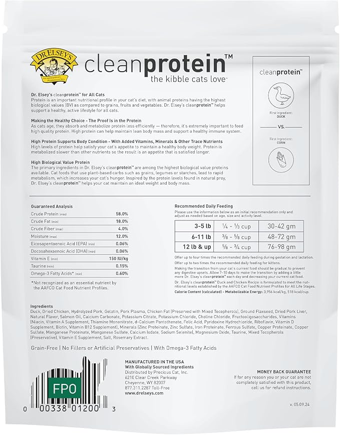 Dr. Elsey's cleanprotein Duck Cat Kibble 2 lb. Bag