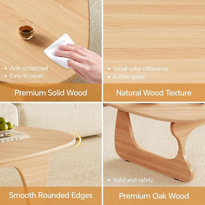 LUCKIIA Coffee Tables Wood Small Farmhouse Coffee Table Mid-Century Modern Wood Center Table for Living Room, Original, 35 Inch