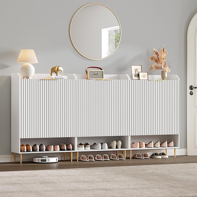 SICOTAS Shoe Cabinet Set of 3-7-Tier Large Shoe Storage Cabinet, 50.7" Tall