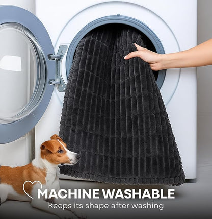 Dog Bed for Car Back Seat Extender - Non-Slip Backseat Cushion for Dogs - Travel Plush Pet Mat Topper for Cars, Trucks, SUVs - Machine Washable Pad Blanket - Black, 54" x 24.8"