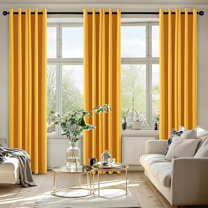 MIULEE Yellow Blackout Curtains