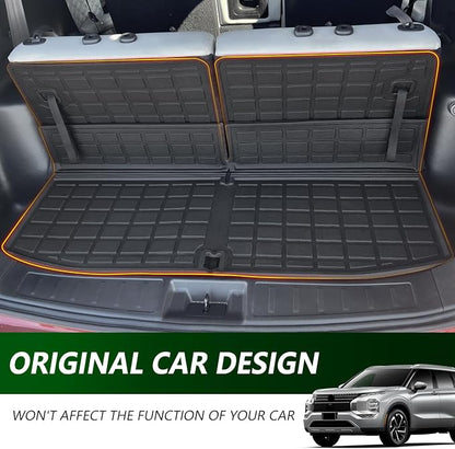 xipoqix Cargo Mat Backrest Mat Compatible with 2022-2025 Mitsubishi Outlander 7 Seats Cargo Liner TPE Replacement for 2022-2025 Mitsubishi Outlander Accessories (Trunk Mat+Backrest Mats)