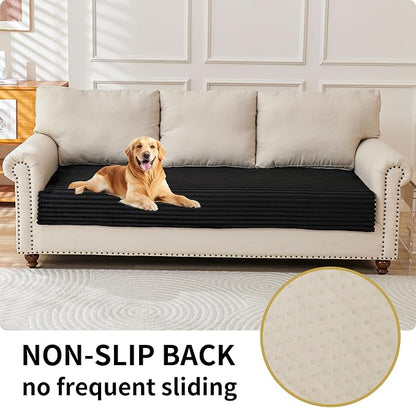 HAOMAIJIA Waterproof Couch Cover for Dogs Washable,Faux Fur Pet Couch Covers for Sofa,Soft Dog Bed Cover Non-Slip Couch Covers for 3 Cushion Couch Sofa Pet Friendly (Black, 35" x 74" 1 Pack)