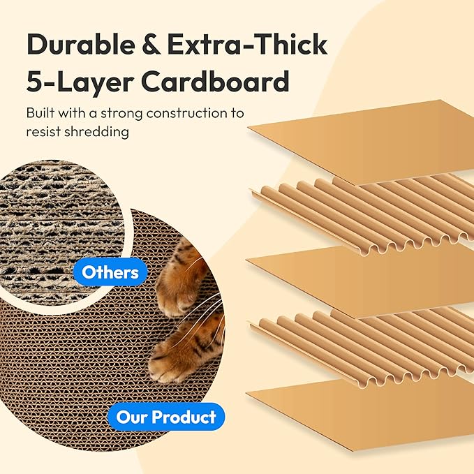 Cloud Lounge Cat Scratching Pad, Reversible Scratch Board with Natural Curves for Freestyle Scratching & Ergonomic Support, Extra Wide Cat Bed for Large Cats, Premium Cardboard & Cozy Fabric