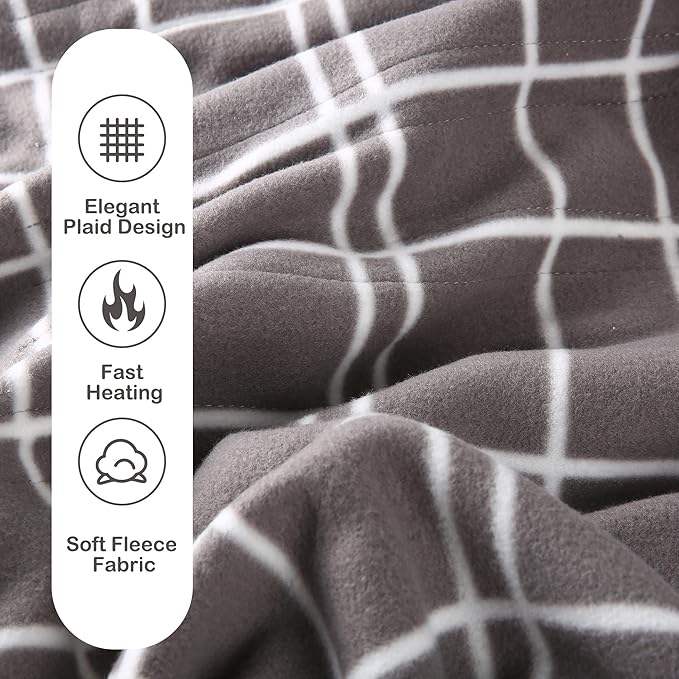 Electric Heated Blanket Queen Size 84"x90", Dual Controllers & Heating Zones