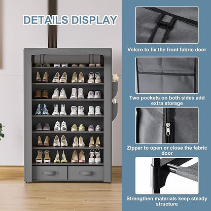OYREL Shoe Rack Storage Cabinet 32 Pairs Organizer Shelf Tall
