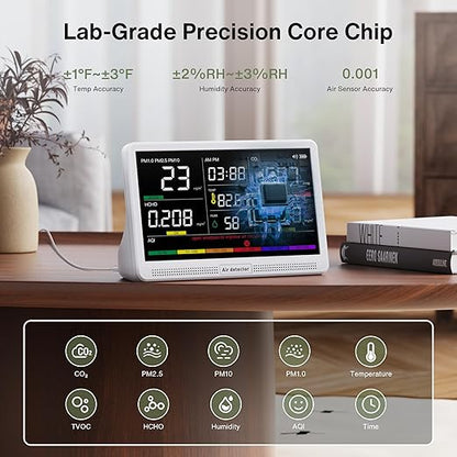 bonoch Upgrade Extended 12-Hour Battery Life 16 in 1 Air Quality Monitor Indoor