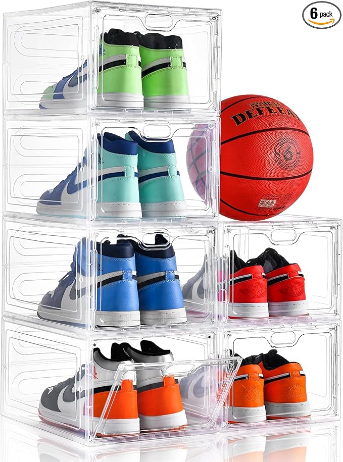 6 Pack Large Shoe Storage Box, Shoe Containers