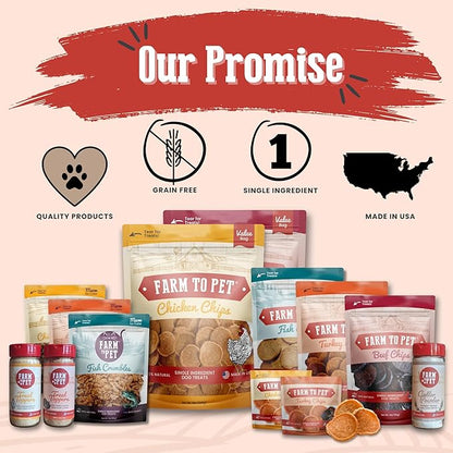 Farm To Pet Dog Training Treats, Healthy Turkey Chips for Dogs - 4 oz, 100% Human Grade Turkey Breast, All Natural, Single Ingredient, Low Allergen Treats for Dogs and Puppies, Made in USA