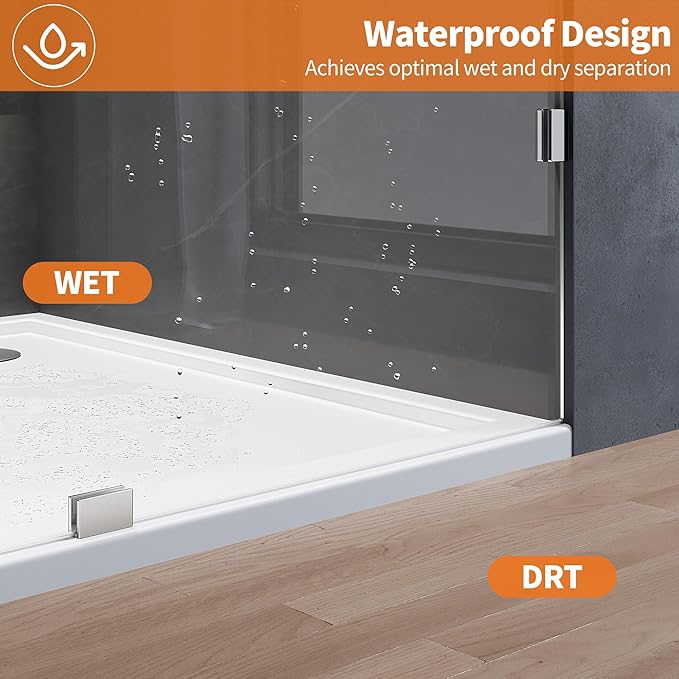 Shower Glass Panel, 30.5" W x 78.75" H Fixed Shower Screen Panel