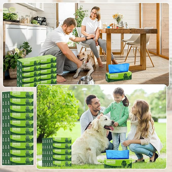 Harloon 6000 Counts Dog Poop Waste Bags 30 Rolls Extra Thick Strong Leak PET Proof Bags Disposable Bulk Universal Doggy Roll Waste Box for Puppy Outdoor Walking Travel(Bule,12 x 8 Inches)