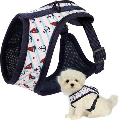 Mile High Life Step in Dog Harness for Small Dogs No Pull, Easy Get on Air Mesh Vest Harness, Adjustable Easy Closures Both Neck and Chest (White, L Chest 21.6"-43.2")