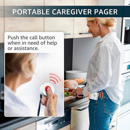 Call Button for Elderly and Caregiver Pager Portable SOS Alert System Alarm for