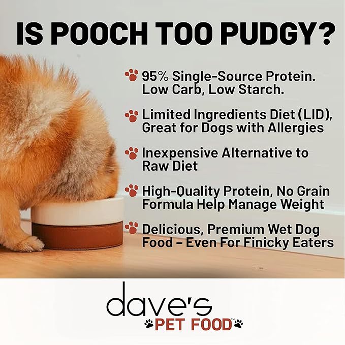 Dave's Pet Food Grain Free Wet Dog Food (95% Turkey & Turkey Liver), Made in USA Single-Source Protein, Limited Ingredients, 12.5 oz Cans (12 Pack)