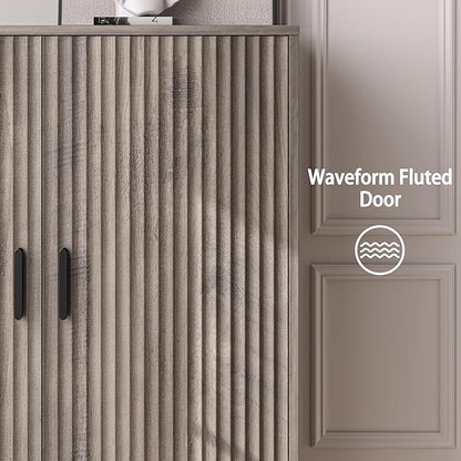 4-Tier Fluted Shoe Cabinet