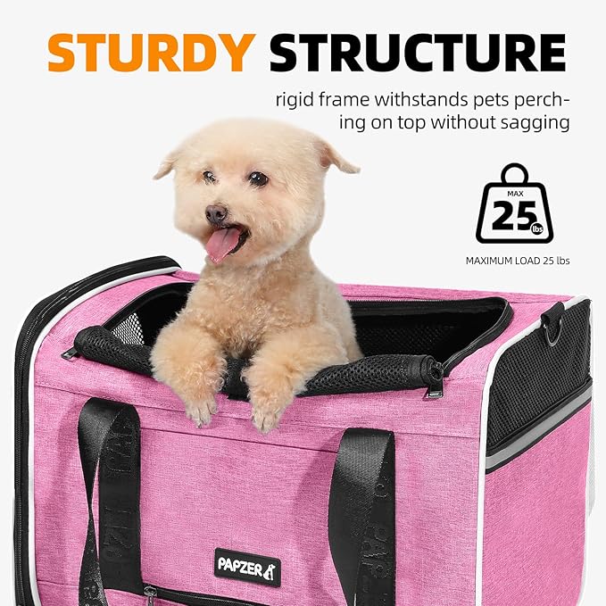 Top Loading Medium Cat Carrier with Privacy Curtain, Delta Approved TSA Pet Travel Crate Suitcase Luggage Sleeve, Soft-Sided Dog Kennel Bag 18x11x11 United Airline Approved Under Seat Pink
