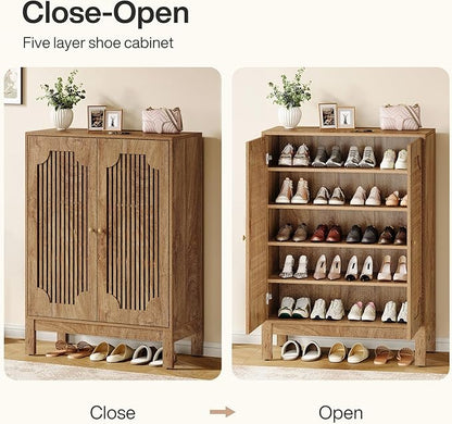 Tribesigns Shoe Cabinet with Doors, 5-Tier Shoe Storage Cabinet with Adjustable
