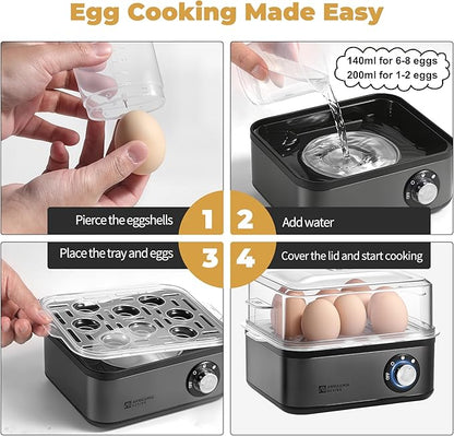 Annie & Mia Design Electric Egg Cooker, Stainless Steel 8 Egg Capacity egg