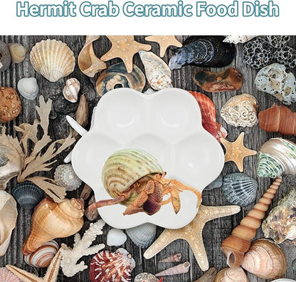 4.53" Hermit Crab Ceramic Food Dish,7 Compartments Ceramic Anti-Turning Food & Water Bowl for Hermit Crab Tarantula Snail