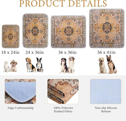 Homimp Washable Pee Pads for Dogs, 2 Pack Reusable Puppy Pads Waterproof, Absorbent and Leakproof Dog Pee Pads, Non Slip Puppy Training Pads, Pet Mat for Floor,Crate,Couch,Whelping,Khaki, 36"x41"