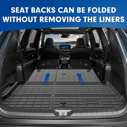 Mixsuper Cargo Liner for Toyota Grand Highlander 2024-2026, All Weather All-in-One Trunk & Backrest Mat, TPE Rear Seat Protector Accessories