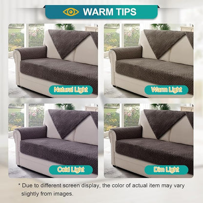 Turquoize Waterproof Couch Cover for Dogs Fuzzy Pet Couch Covers for Sofa Thick Dog Bed Cover Non-Slip Sofa Covers for 3 Cushion Couch Protector Slipcover Pet Friendly (Brown, 36" x 96")