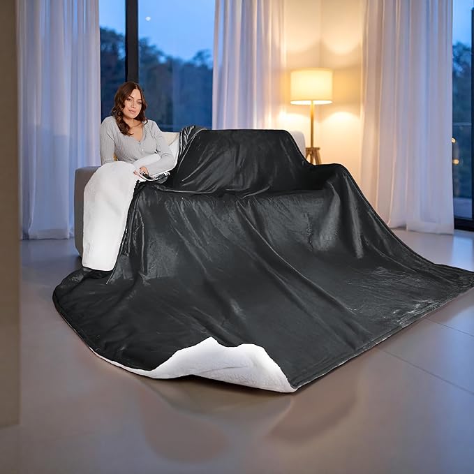 Heated Blanket Electric Luxurious Fleece Queen Blanket, 9 Heat Settings & 12H