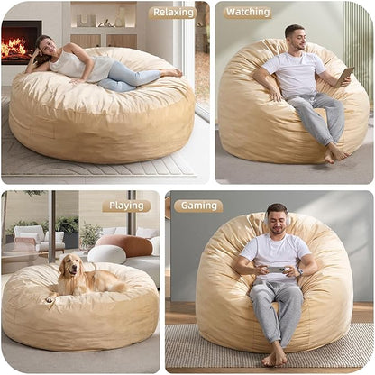 Hobestluk Bean Bag Chair 6Ft Giant Bean Bag Chairs for Adults Large Bean Chairs with Removable Cover,Big BeanBag Chairs for Living Room, Bedroom