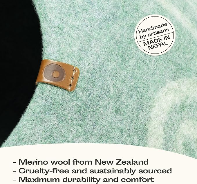 Cat Cave – Premium Felt Cat Bed Enclosure for Indoor Cats, Handmade Merino Wool (Pistachio, Medium)