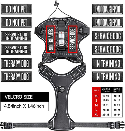 Service Dog Tactical Vest Harness and Leash Set Medium Sized Dog Emotional Support- Tactical Dog Harness Training Collar with Name (Black, M)