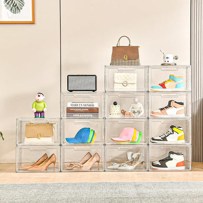 5 Pack Clear Stackable Shoe Organizer Box