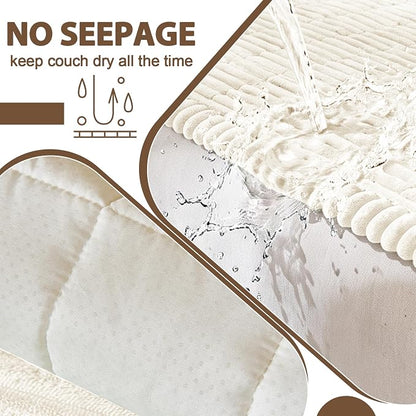 FUANGUI 2 Pack Waterproof Couch Cover for Dogs Pets Sofa Protector | Non-Slip Washable Fuzzy Soft Sofa Slipcover for 2 PCS L Shaped Sofa Pet Friendly, 27.6" x 59.1"+27.6" x 70.9", Beige