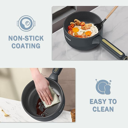TOPWIT Hot Pot Electric with Steamer, 2L Multifunctional Electric Cooker