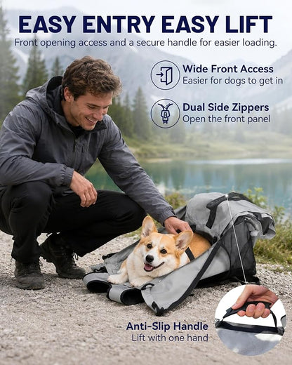 Dog Backpack Carrier for Small and Medium Dogs 4-Layer Safety Design (S) | Detachable Waist Bag with padded shoulder straps, breathable mesh and storage pockets for travel and hiking
