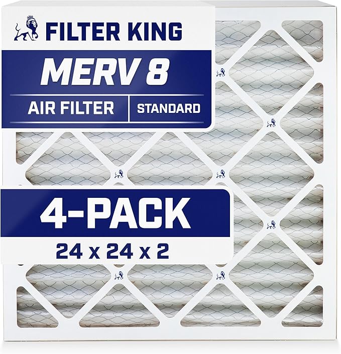 Filter King 24x24x2 Air Filter | 4-PACK | MERV 8 HVAC Pleated A/C Furnace