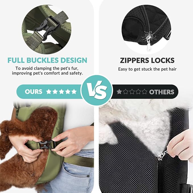 Lukovee Dog Backpack Carrier, Adjustable Front Carrier for Small Breeds | Legs Out Easy-fit, Hands Free, Lightweight, Dog Chest Pack for Hiking Travel Cycling Outdoor (GR,Small)
