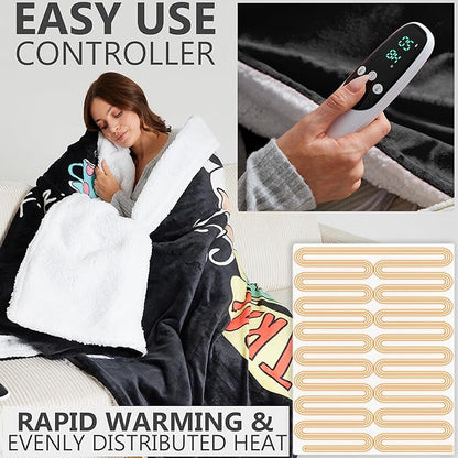 Friends TV Show Heated Blanket Electric, Queen Size Luxurious Fleece Blanket